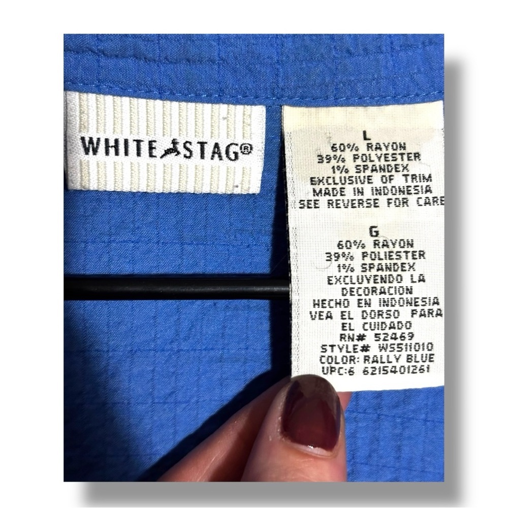 White Stag Royal Blue 3/4 Sleeve Collared Textured Loose Fit Button Down Shirt - Picture 8 of 15